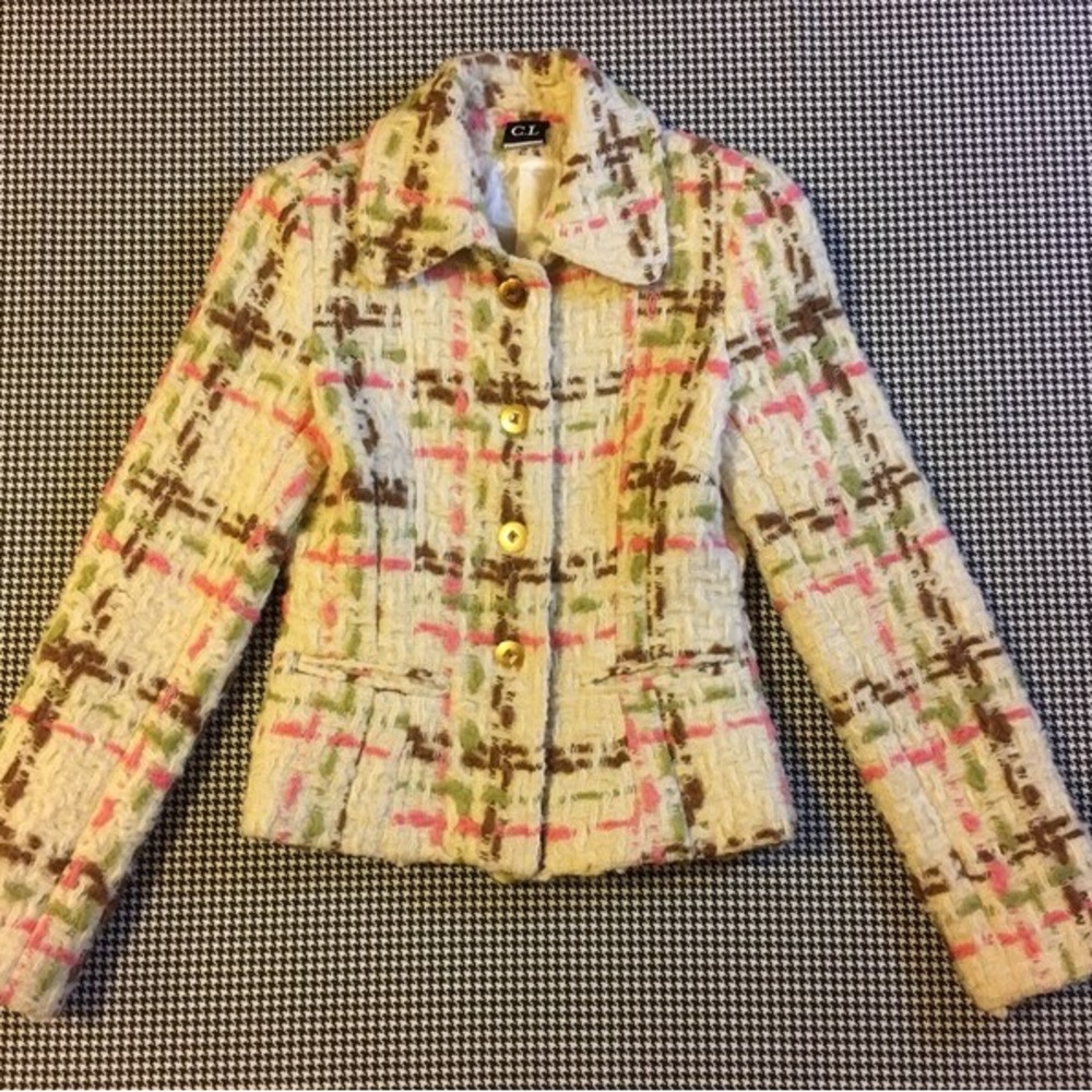 Cara Lotti cream wool tweed jacket